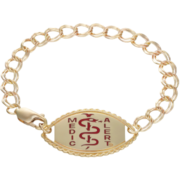QR Code Santa Rosa Elite Medical ID Bracelet 14k Gold, Red, large image number 1